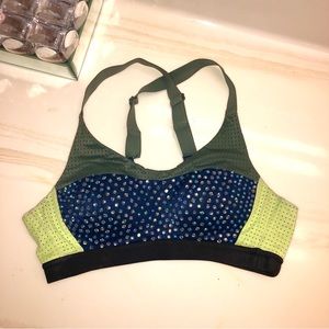 💗CUSTOM BLING RHINESTONE Victoria secret SPORT VSX padded mesh yoga bra 32A